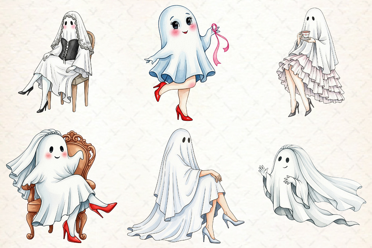 Pin-Up Ghost Girl Clipart, an Illustration by Libby Wishes (Photo 3 of 7)
