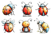 Whimsical ladybug Clipart Bundle, an Illustration by Designworld (Thumbnail 3 of 5)