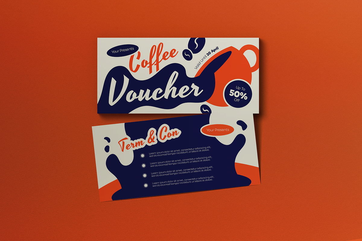 Blue Flat Coffee Shop Promo Voucher, a Card Template by graphicook (Photo 1 of 3)