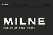 Milne - A Bold Sans Serif, a Sans Serif Font by Cassandra Cappello (Thumbnail 1 of 11)