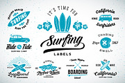 Vintage Surfing Labels/Logos Set, a Branding & Logo Template by Createvil (Thumbnail 1 of 8)
