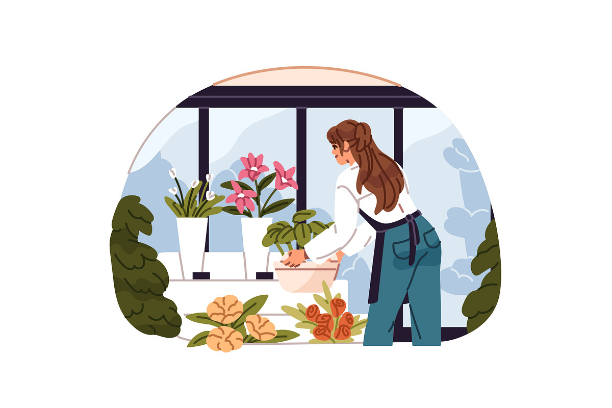 Florists with flowers, bouquets set, a Person Illustration by PaperTrident (Photo 2 of 7)