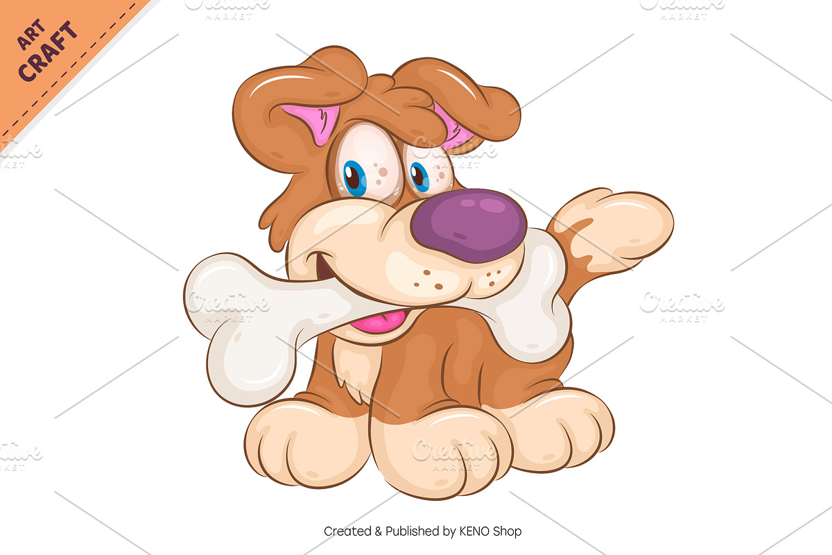 Cartoon Dog with Bone. Clipart., an Animal Illustration by KENO Mascots (Photo 2 of 3)