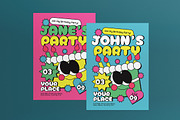 Blue Pink Kids Birthday Invitation, an Invitation Template by graphicook (Thumbnail 1 of 3)