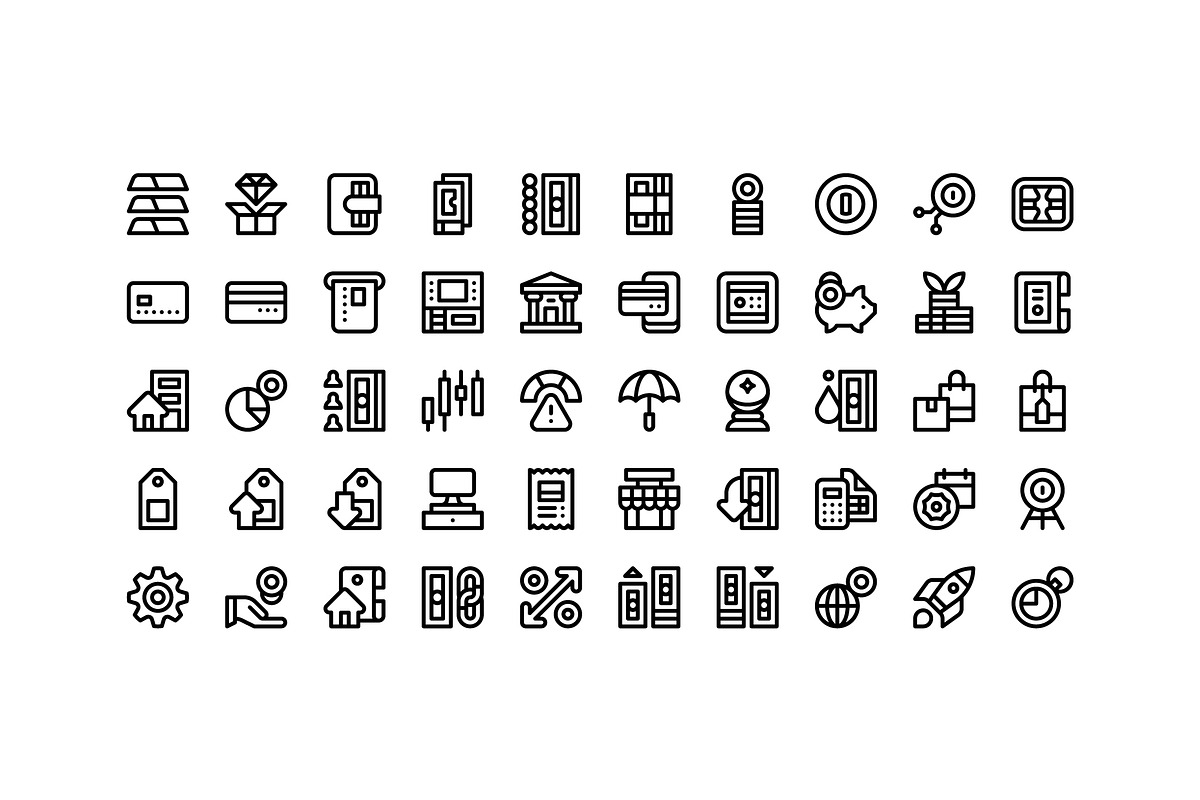 50 Economy and Finance Icons, an Outline Icon by Side Project (Photo 2 of 7)
