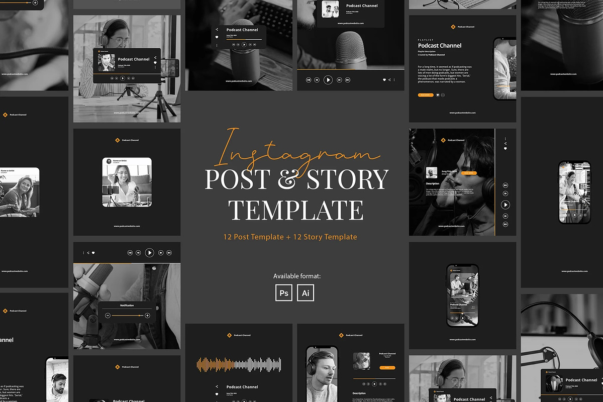 Set of Podcast Instagram Template, a Social Media Template by Dimas Rizki Pratama (Photo 1 of 12)