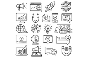 Digital Marketing Icons Set, an Object Graphic by RT Studio