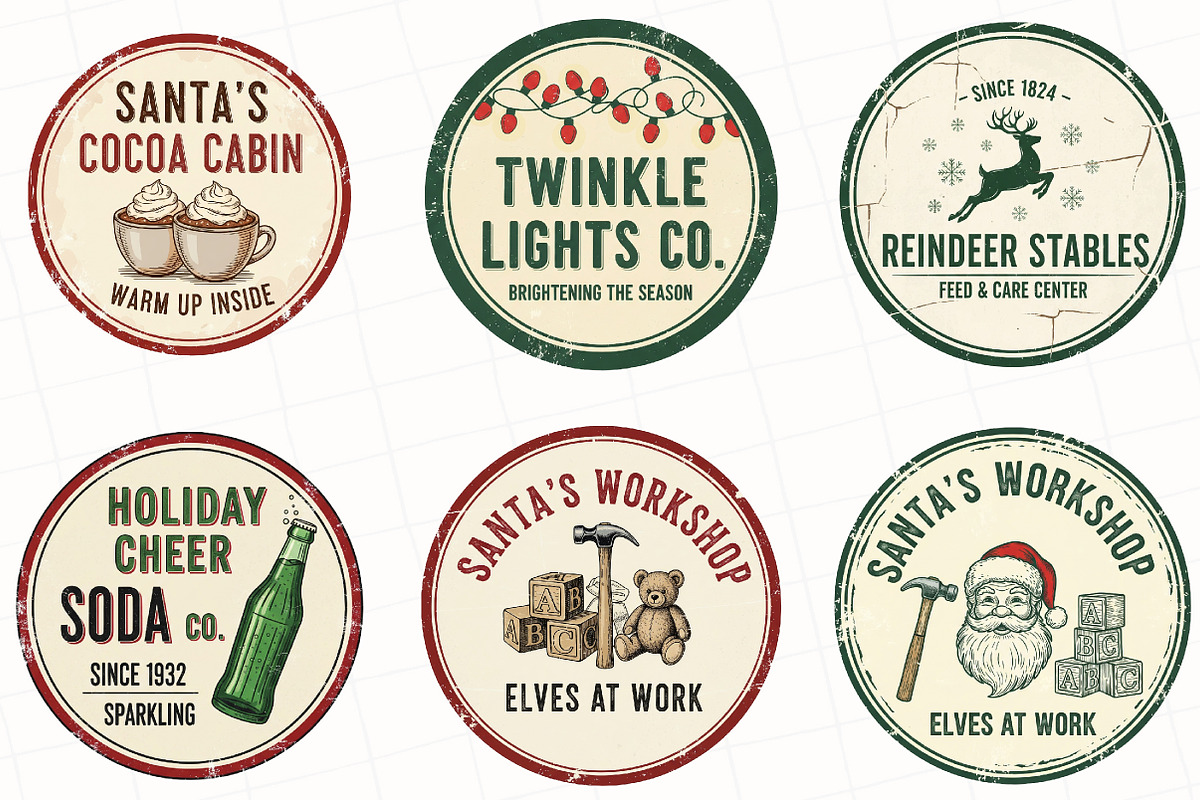 Vintage Christmas Signs Sublimation, an Illustration by OK Design (Photo 5 of 5)