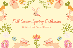 Folk Easter Spring Collection Set, a Seasonal Illustration by Invisual Studio
