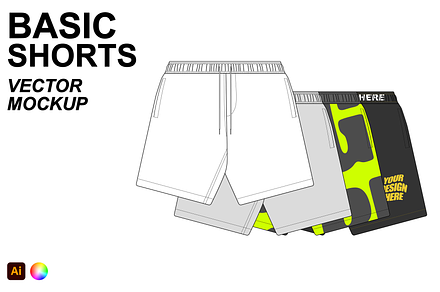 Basic Shorts Vector Flat Mockup