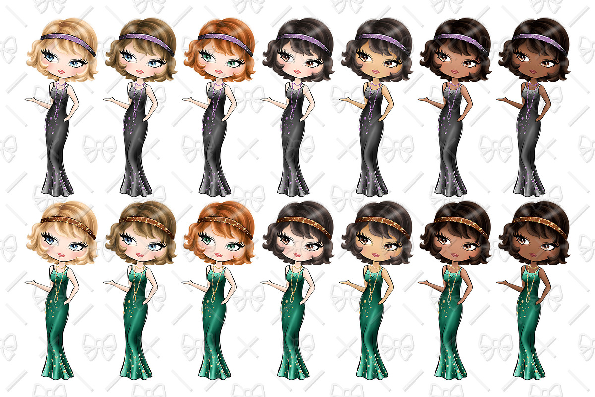 Art Deco Watercolor Clipart, a Decorative Illustration by Phantasia Design (Photo 6 of 6)
