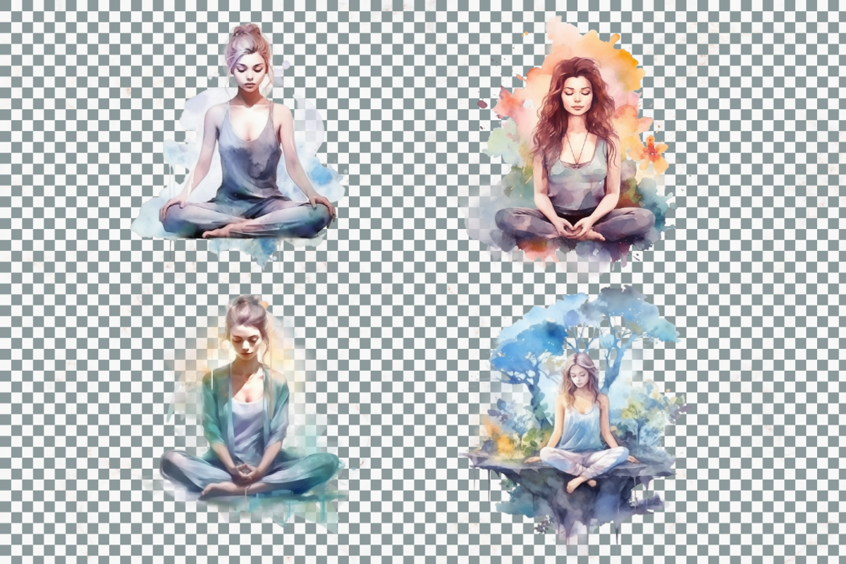 Watercolor Meditation Cliparts, an Illustration by Mash Mash Stickers (Photo 8 of 9)