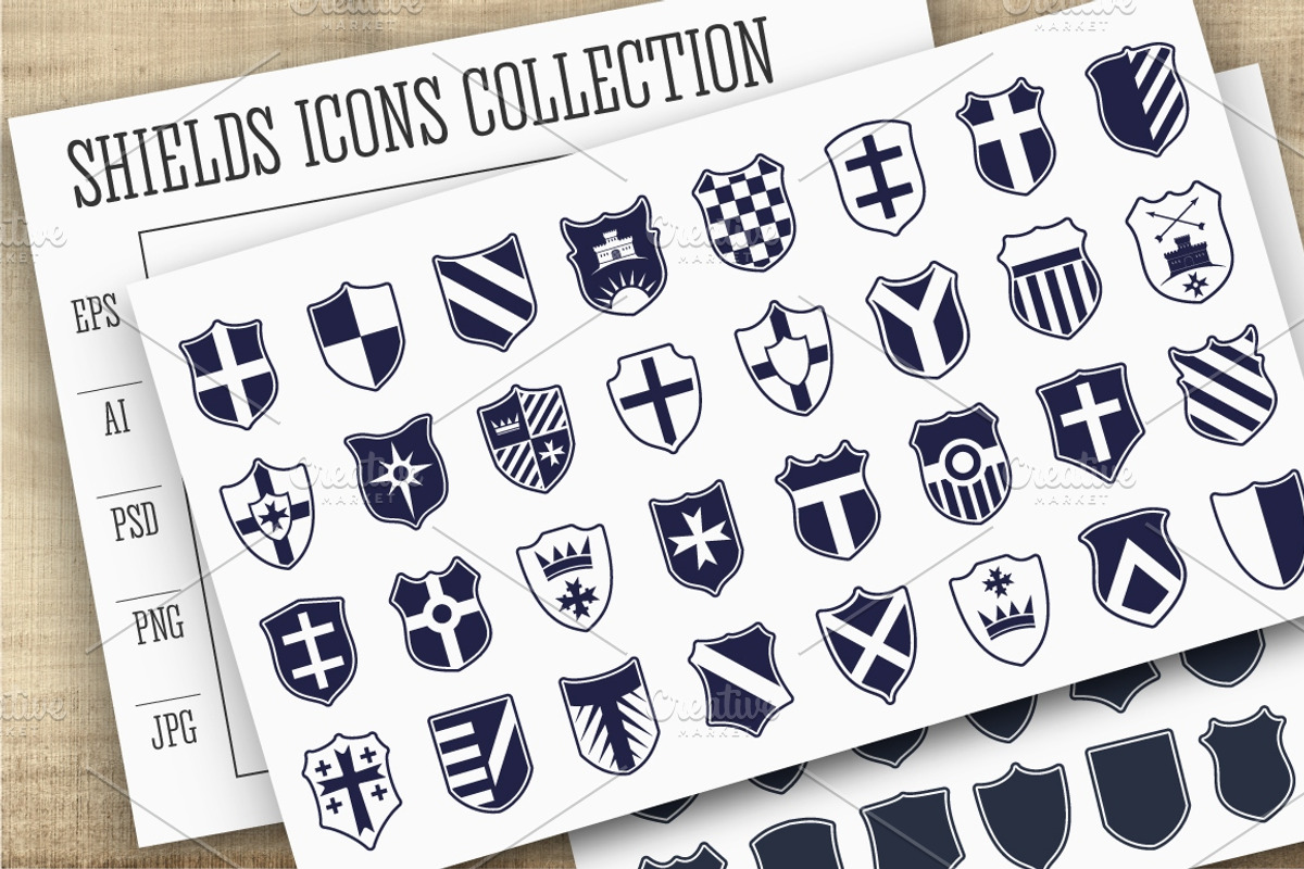 Shields Icons Vector Set, a Decorative Illustration by MSA-Graphics (Photo 1 of 6)