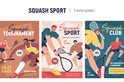 Squash sport flyers, posters set, a Sport Illustration by Good Studio (Thumbnail 1 of 4)