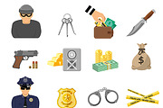 Crime and Punishment Flat Icons, an Outline Icon by TAlex (Thumbnail 2 of 6)