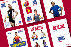 Volleyball Social Media Post Set, an UI Kit Template by ContestDesign