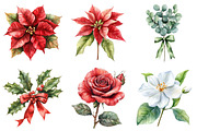 Watercolor Christmas Floral Clipart, an Illustration by Daily.Designs (Thumbnail 5 of 5)
