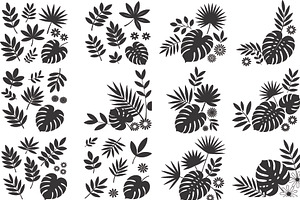 collection tropical leaf silhouette, an Illustration by Amazin_art