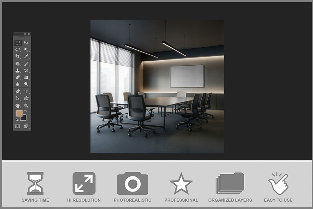 Meeting Room Wall Mural Mockup, a Product Mockup by Bruno's Shop (Photo 2 of 3)