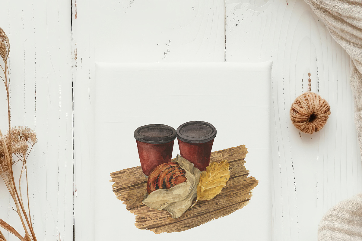 Autumn Cafe watercolor, a Seasonal Illustration by LiChu Art (Photo 9 of 9)