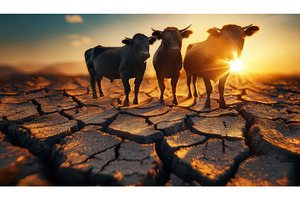 Three cows standing on cracked dry, a Nature Photo by Igor Tichonow