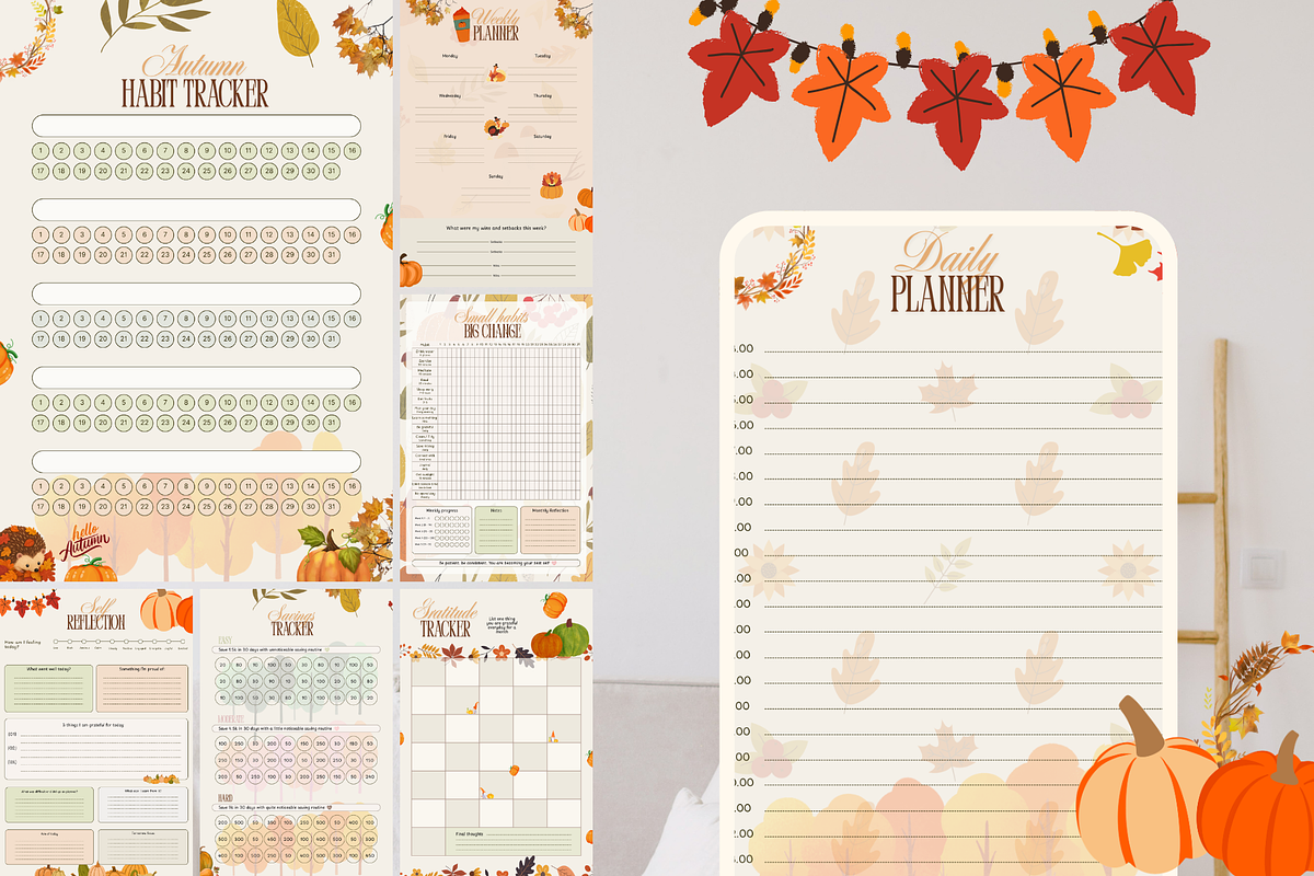 Fall habit tracker and planner, a Stationery Template by digital.incubator.yum (Photo 1 of 3)