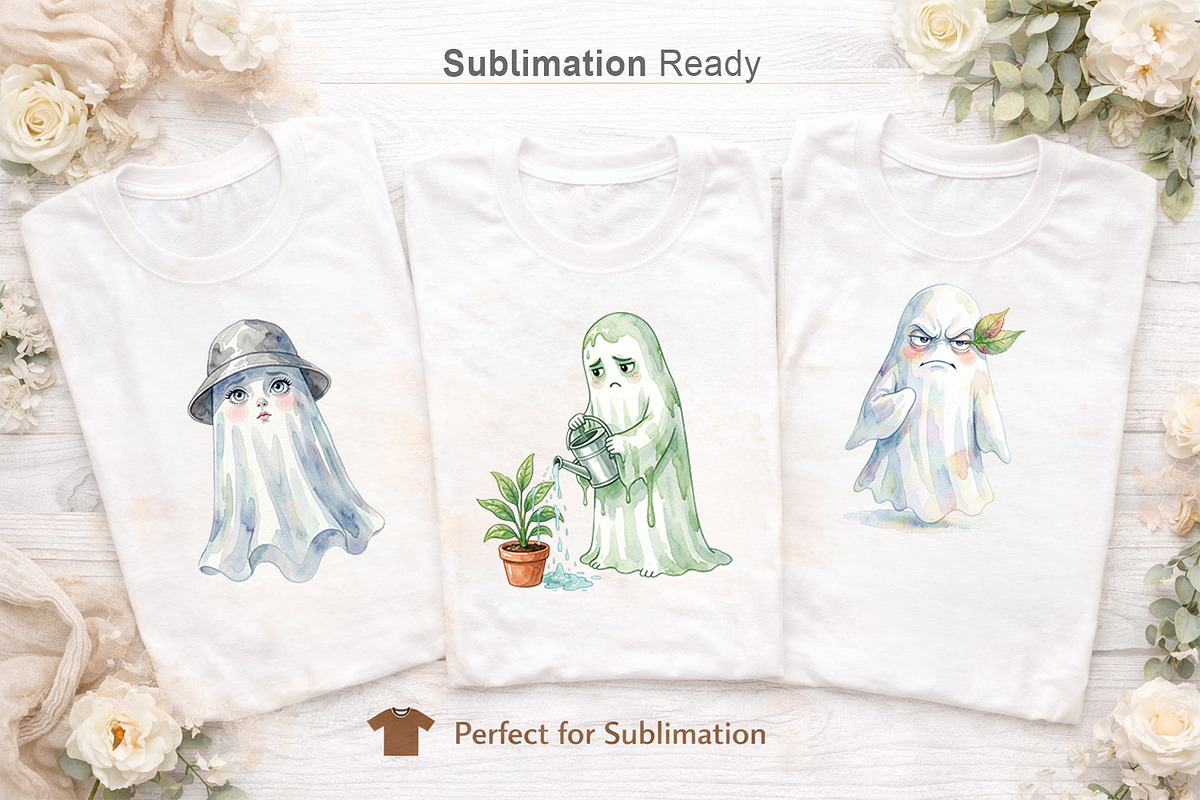 Funny Grumpy Ghost Sublimation PNG, an Illustration by Artnoy (Photo 6 of 8)
