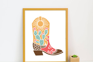 Cowboy Boots SVG, Cactus SVG