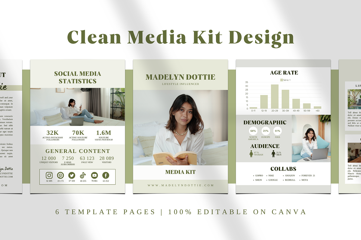 Clean Media Kit for Content Creators, a Print Template by The Little Lily Studio (Photo 2 of 5)