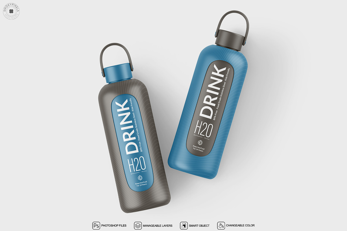 Insulated Water Bottle Mockup, a Product Mockup by SmokyPixels (Photo 6 of 7)