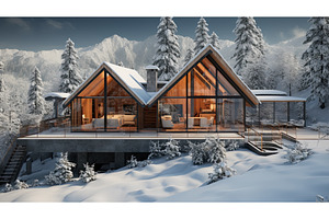 Modern Chalet At Winter