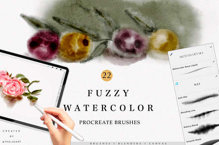 Fuzzy Watercolor Box for Procreate, a Brush Add-On by Liquid Amethyst Art