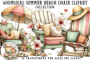 Whimsical Summer Beach Chair Clipart, an Illustration by OK Design