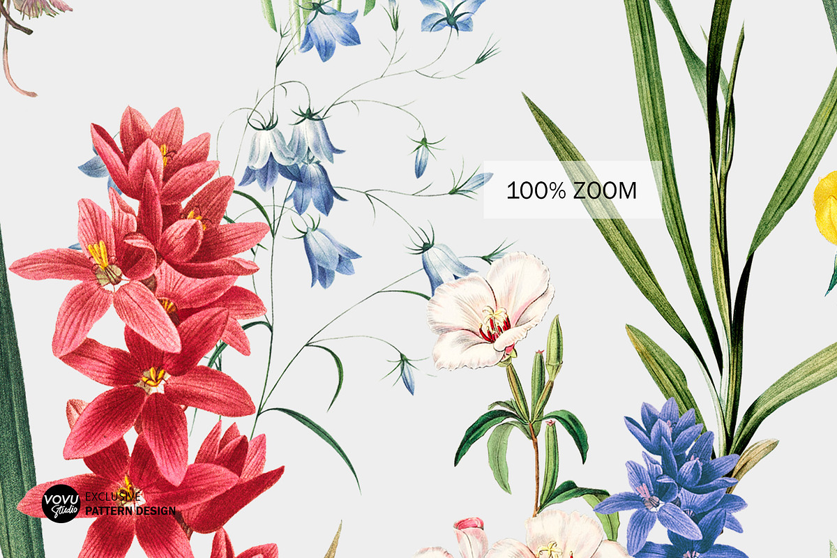Summer flowers repeat pattern design, a Pattern Graphic by VOVU Studio (Photo 4 of 10)