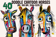 Doodle Cartoon Horses, an Animal Illustration by PrintHaven Designs (Thumbnail 1 of 9)