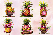 Summer Pineapple Clipart PNG Bundle., an Illustration by SVGArt (Thumbnail 7 of 9)