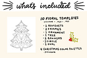 Folksy Florals Christmas Templates, an Illustration by On the Mark Designs (Thumbnail 2 of 7)