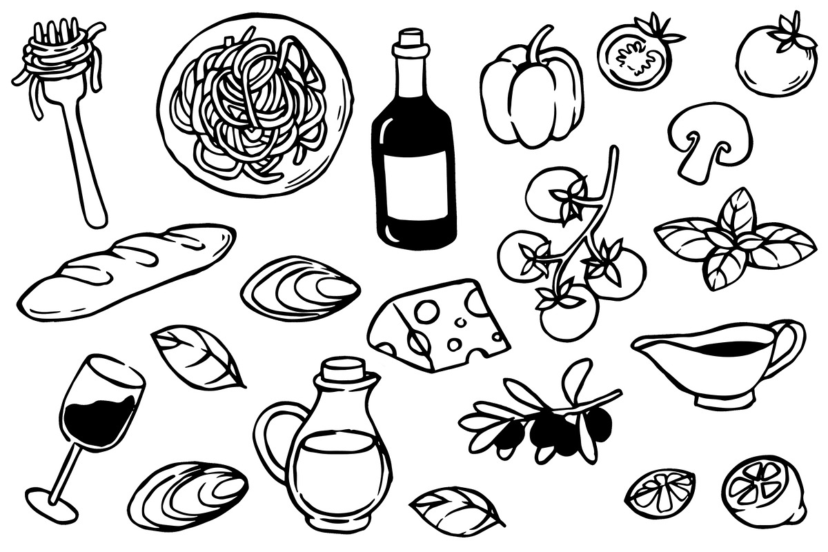 Italian pasta.Hand drawn doodle, a Food Illustration by made by Tanya (Photo 3 of 4)