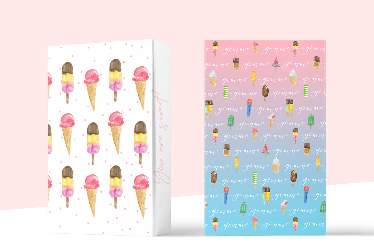 Hand-drawn Watercolor Ice Cream, an Illustration by U + Me Studio (Photo 5 of 14)