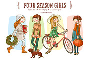 Set with cute season girls, an Illustration by Salvadorova (Thumbnail 1 of 5)