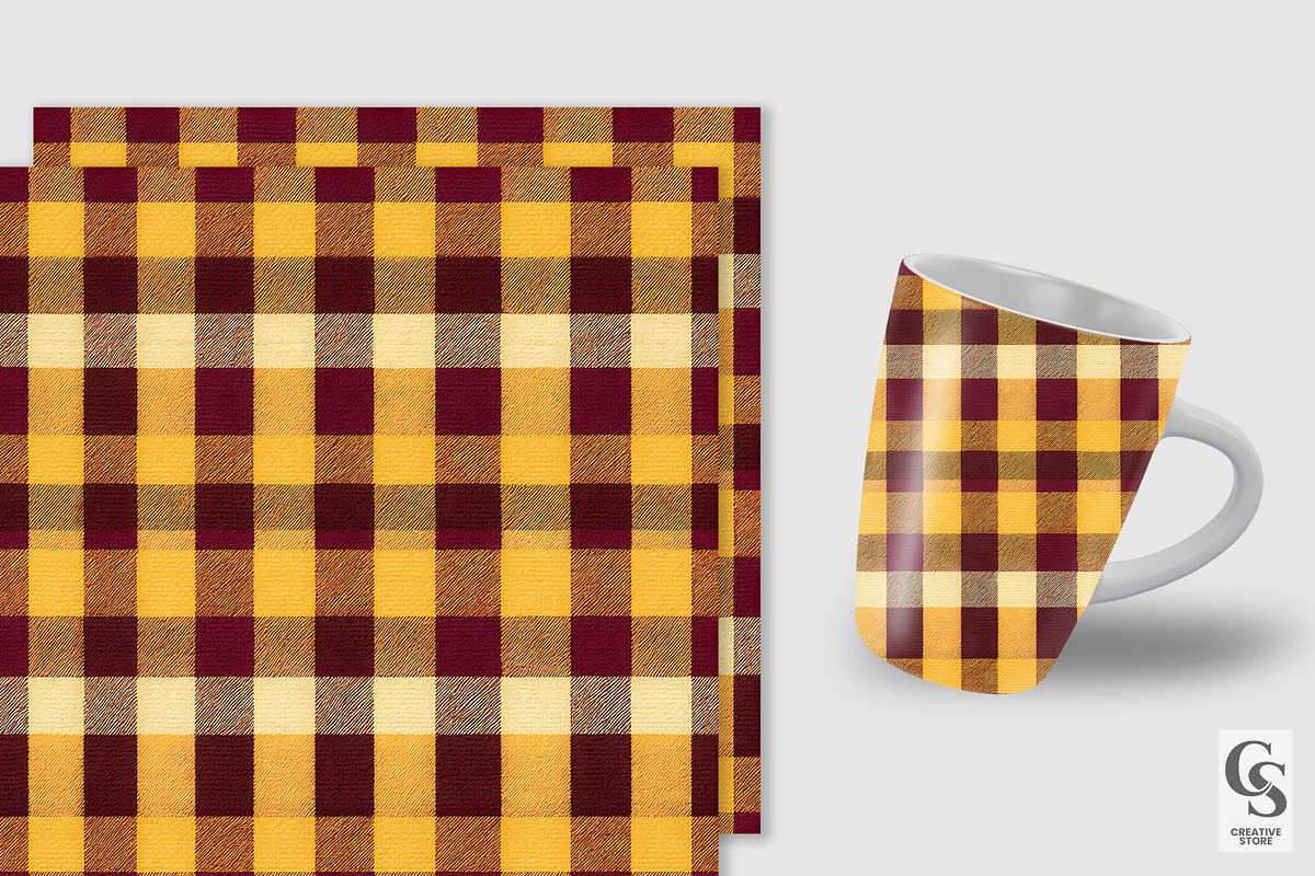 Yellow & Burgundy Plaid Patterns, a Pattern Graphic by Creative Store (Photo 3 of 5)