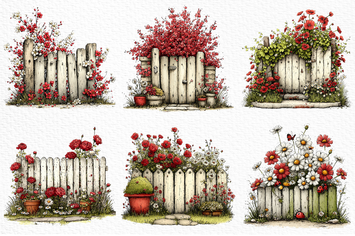 Whimsical Spring Fence Clipart, an Illustration by Craft Nest (Photo 3 of 12)