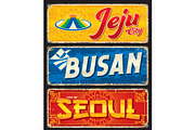 Seoul, busan, jeju travel plates, an Object Illustration by Vector Tradition (Thumbnail 2 of 3)
