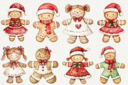 Christmas Gingerbread Clipart, an Illustration by NadiaTheronArt (Thumbnail 3 of 5)