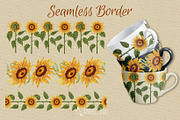 Watercolor Sunflowers Clipart, an Illustration by Andre_Eva (Thumbnail 5 of 9)