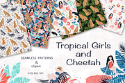 Tropical Girls and Cheetah, a Pattern Graphic by Lidiebug (Thumbnail 1 of 4)