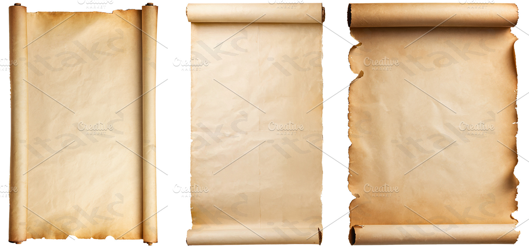 set of empty scroll, parchment, a Background Photo by itakdalee