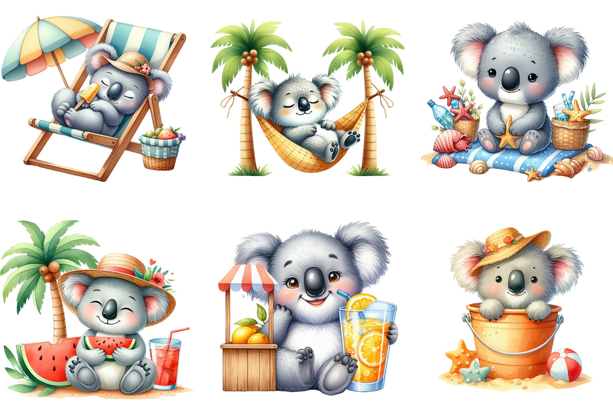 Summer Koala Sublimation Clipart, a Seasonal Illustration by DreamArtGraphic (Photo 2 of 4)