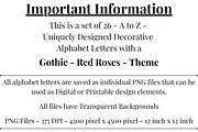 Gothic Silver Rose Alphabet Letters, a Decorative Illustration by Creative Art By SamM (Thumbnail 2 of 10)