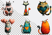 Funny Cat Big Heart Clipart Bundle., an Illustration by SVGArt (Thumbnail 2 of 8)